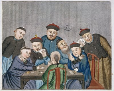 Gracze w karty w Chinach, początek XIX wieku autorstwa European School