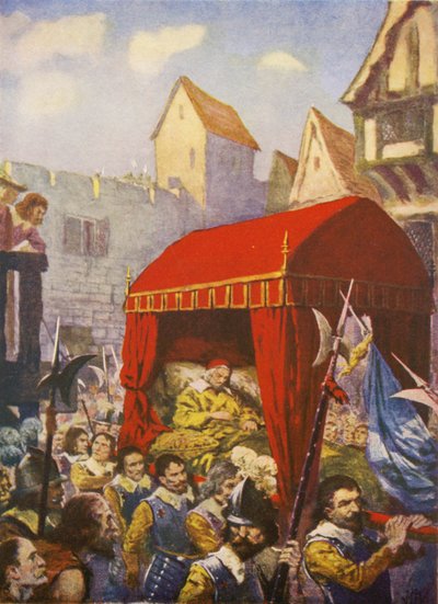Przyjazd kardynała Richelieu do Lyonu (kolorowa litografia) autorstwa European School