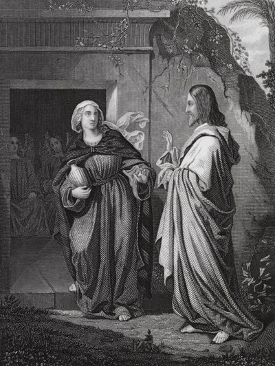 Chrystus ukazujący się Maryi, św. Jan, rozdz. 20, w. 14 (rycina) autorstwa European School