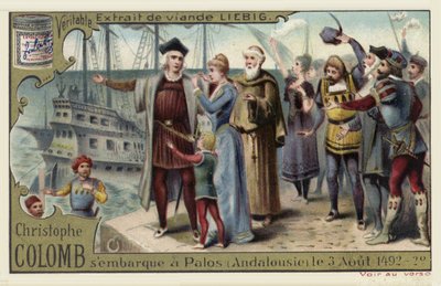 Krzysztof Kolumb wyrusza w podróż do Nowego Świata, Palos, Hiszpania, 3 sierpnia 1492 autorstwa European School