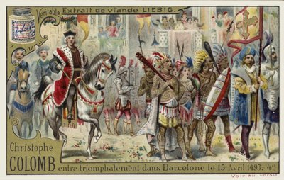 Krzysztof Kolumb triumfalnie wjeżdża do Barcelony, 15 kwietnia 1493 r autorstwa European School