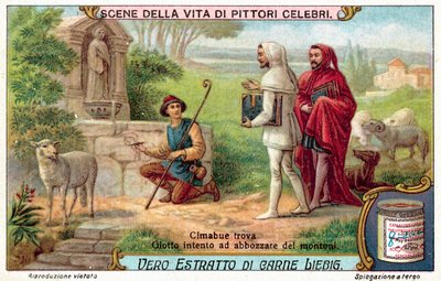 Cimabue znalazł Giotta intensywnie szkicującego owce (chromolitho) autorstwa European School