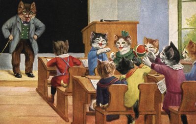 Klasa kotów (kolorowa litografia) autorstwa European School