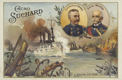 Komandor George Dewey i admirał Patricio Montojo, Bitwa nad Zatoką Manilską, wojna hiszpańsko-amerykańska, 1 maja 1898 autorstwa European School