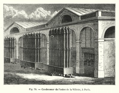 Kondensator fabryki Villette w Paryżu (grafika) autorstwa European School