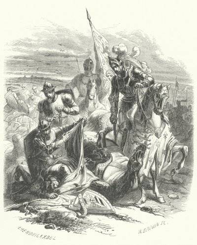 Śmierć Antoniego Burgundii, księcia Brabancji, w bitwie pod Agincourt autorstwa European School
