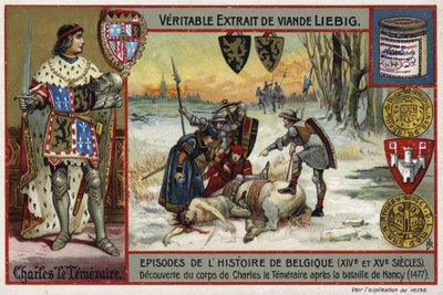 Odkrycie ciała Karola Śmiałego, księcia Burgundii, po bitwie pod Nancy, 1477 autorstwa European School