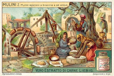 Egipskie młyny ręczne i wodne (chromolitho) autorstwa European School
