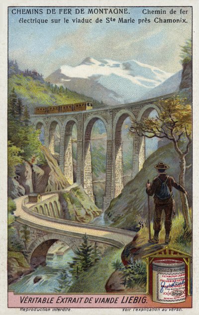 Kolej elektryczna na Viaduc Ste Marie, niedaleko Chamonix we Francji autorstwa European School