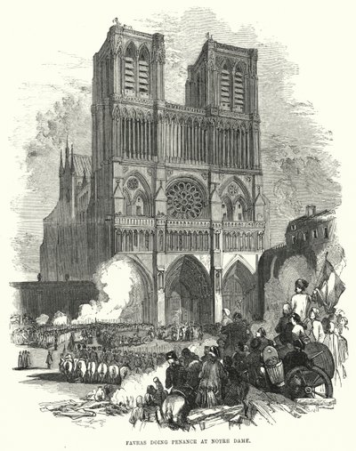 Favras odprawiający pokutę w Notre Dame (grafika) autorstwa European School