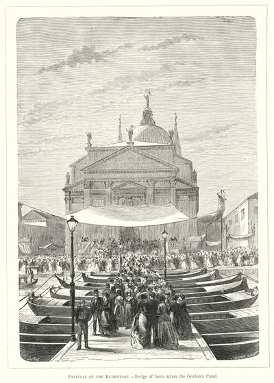 Święto Odkupiciela, Most łodzi przez kanał Giudecca (rycina) autorstwa European School