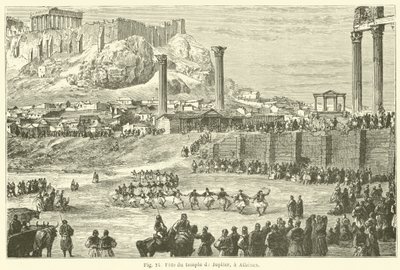 Fete du temple de Jupiter, a Athenes (rycina) autorstwa European School