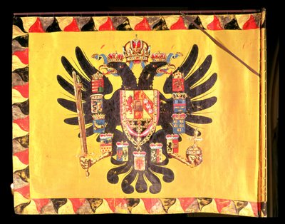 Flaga cesarskiej dynastii Habsburgów, ok. 1700 r. (malowany jedwab) autorstwa European School