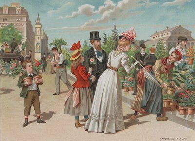 Targ kwiatowy (chromolitho) autorstwa European School