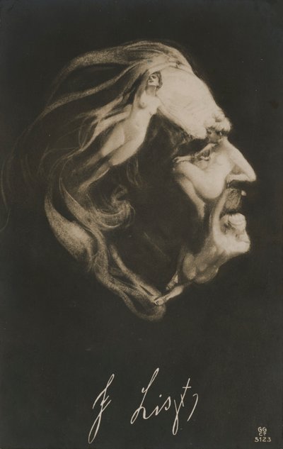 Franciszek Liszt, węgierski kompozytor, dyrygent i pianista (litografia) autorstwa European School