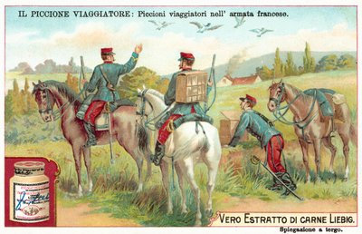 Gołębie pocztowe armii francuskiej (chromolitho) autorstwa European School