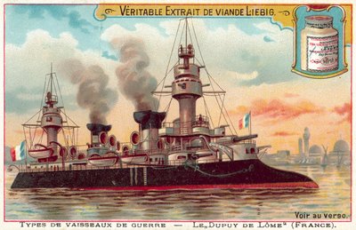 Francuski krążownik pancerny Dupuy de Lome (chromolitho) autorstwa European School