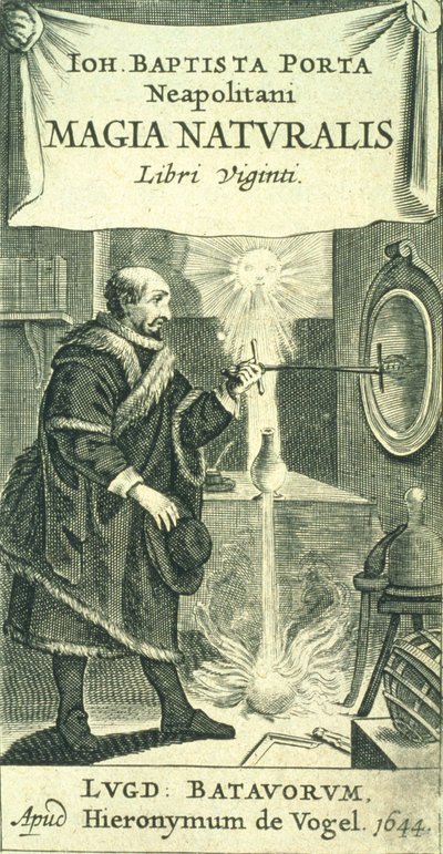 Frontyspis do Magiae Naturalis Libri Viginti autorstwa Giovanniego Battisty della Porta, 1644 autorstwa European School