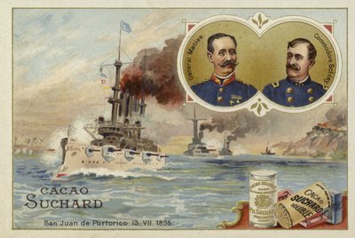 Generał Manuel Macias i komandor Winfield Scott Schley, San Juan de Puerto Rico, wojna hiszpańsko-amerykańska, 13 lipca 1898 autorstwa European School