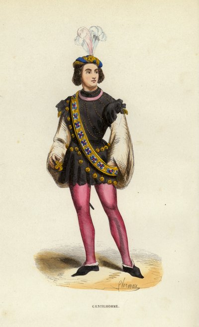 Gentilhomme (kolorowy grawer) autorstwa European School