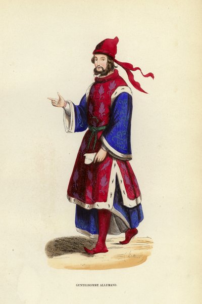 Niemiecki Gentleman (kolorowy grawerunek) autorstwa European School