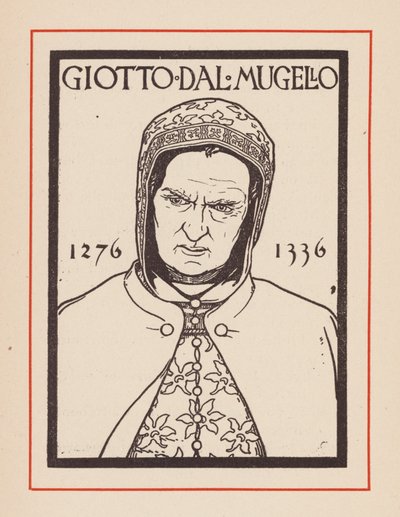 Giotto, włoski artysta średniowieczny (litografia) autorstwa European School