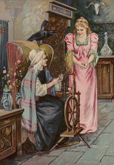 Baśnie Grimmów: Briar Rose (chromolitho) autorstwa European School