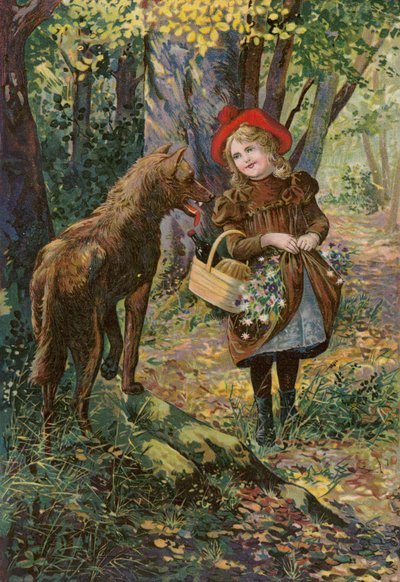 Baśnie Grimmów: Czerwona Czapeczka (chromolitho) autorstwa European School