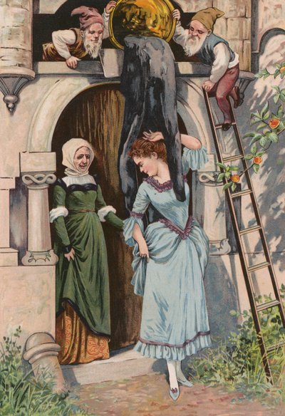 Baśnie Grimmów: Stara Matka Mróz (chromolitho) autorstwa European School