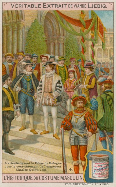 Goście oczekujący przed katedrą w Bolonii podczas koronacji cesarza Karola V w 1536 r. autorstwa European School