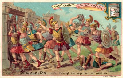 Hector narusza bramę obozu greckiego (chromolitho) autorstwa European School