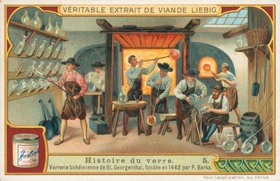 Historia szkła, karta Liebiga, początek XX wieku (chromo) autorstwa European School