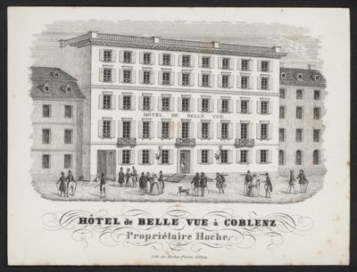Hotel De Belle Vue, Koblencja (grawerowanie) autorstwa European School