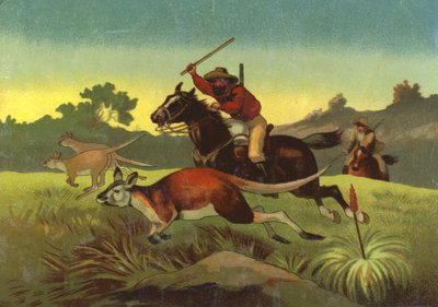 Polowanie na kangury (chromolitho) autorstwa European School