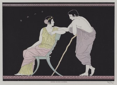 Ilustracja ze starożytnej greckiej ceramiki (kolor lito) autorstwa European School