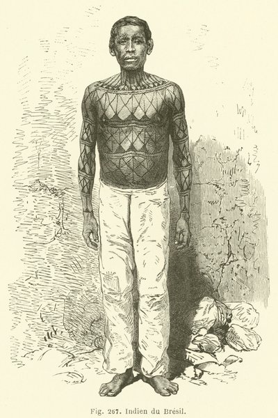 Brazylijski Indianin (grawerowanie) autorstwa European School