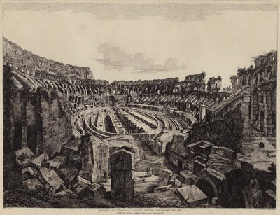 Wnętrze Koloseum w Rzymie, odkopane w 1813 r. i otwarte w 1814 r. (grafika) autorstwa European School