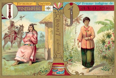 Kobiety Irokezów i Jawajczyków (chromolitho) autorstwa European School
