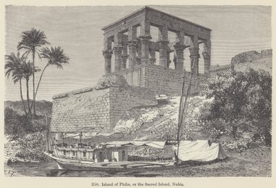 Wyspa Philae lub Święta Wyspa, Nubia (rycina) autorstwa European School