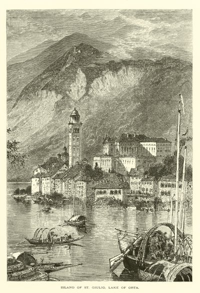 Wyspa św Giulio, jezioro Orta (rycina) autorstwa European School
