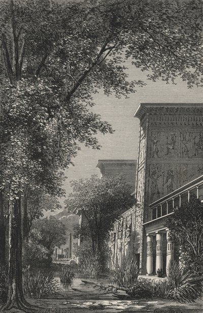 Ogród egipskiej świątyni (rycina) autorstwa European School