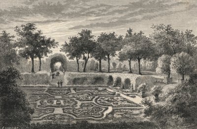 Haftowane Ogrody Tuileries pod panowaniem Henryka IV (grawerowanie) autorstwa European School
