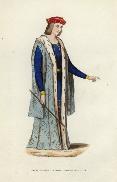Jean De Werchin, Kawaler, Senechal De Hainaut (kolorowy grawerunek) autorstwa European School
