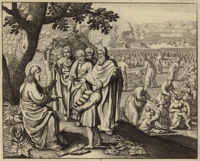 Jezus Chrystus karmi pięć tysięcy (rycina) autorstwa European School