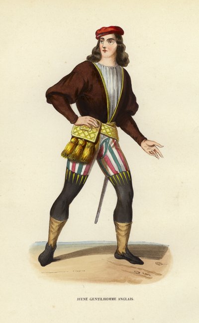 Młody angielski dżentelmen (kolorowy grawerunek) autorstwa European School