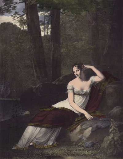 Josephine at Malmaison (kolorowa litografia) autorstwa European School