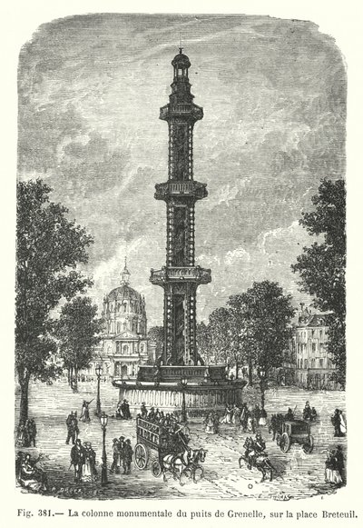 Monumentalna kolumna studni Grenelle na Place Breteuil (rycina) autorstwa European School