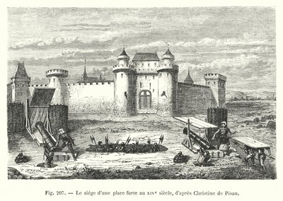 Oblężenie warowni w XIV wieku, wg Christine de Pisan (rycina) autorstwa European School