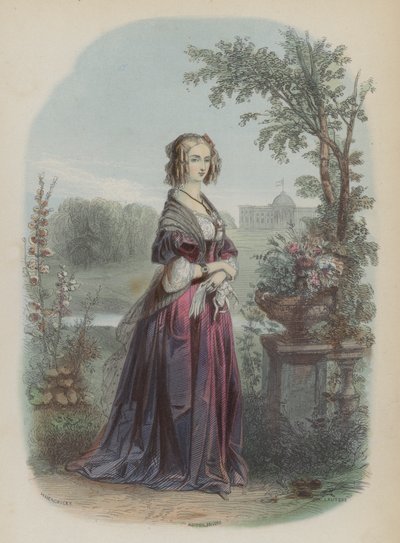 Luiza Orleańska, Królowa Małżonka Leopolda I, Król Belgów (kolorowy grawerunek) autorstwa European School