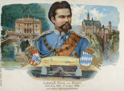 Ludwik II, król Bawarii i jego ulubione zamki (chromolitho) autorstwa European School